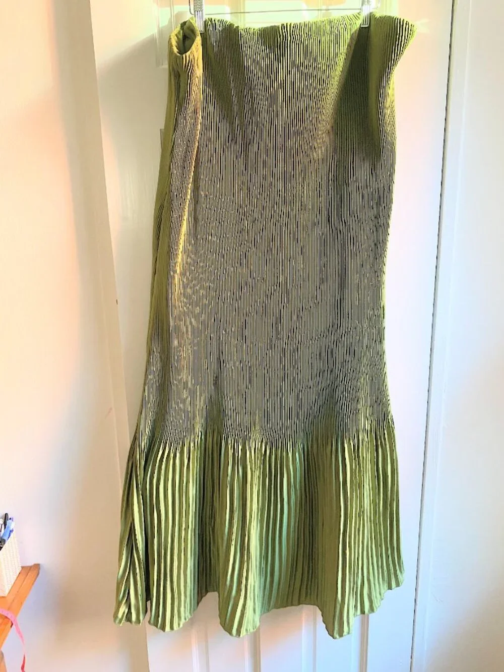 Abercrombie & Fitch Pleat Satin Strapless Midi Dress In Green Sz XL Plus Size